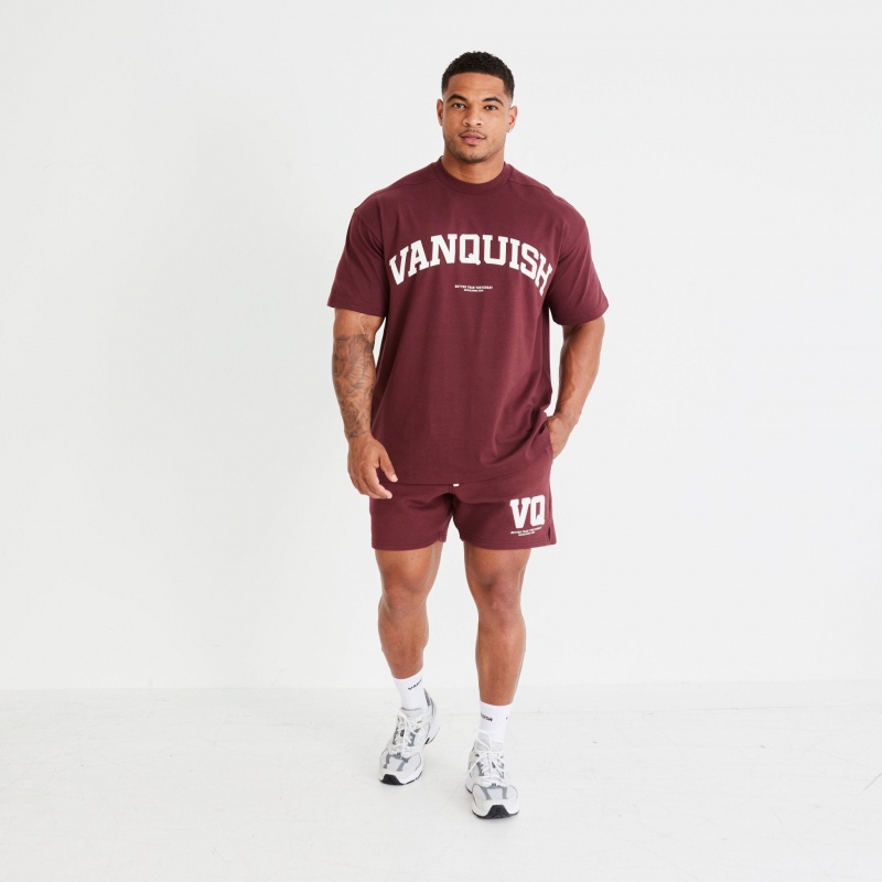 Vanquish Fitness Dark Burgundy Varsity Shorts Dark Burgundy | GHUE36142