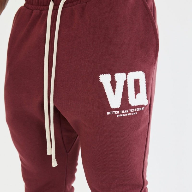 Vanquish Fitness Dark Burgundy Varsity Tapered Sweatpants Dark Burgundy | EXLZ69573