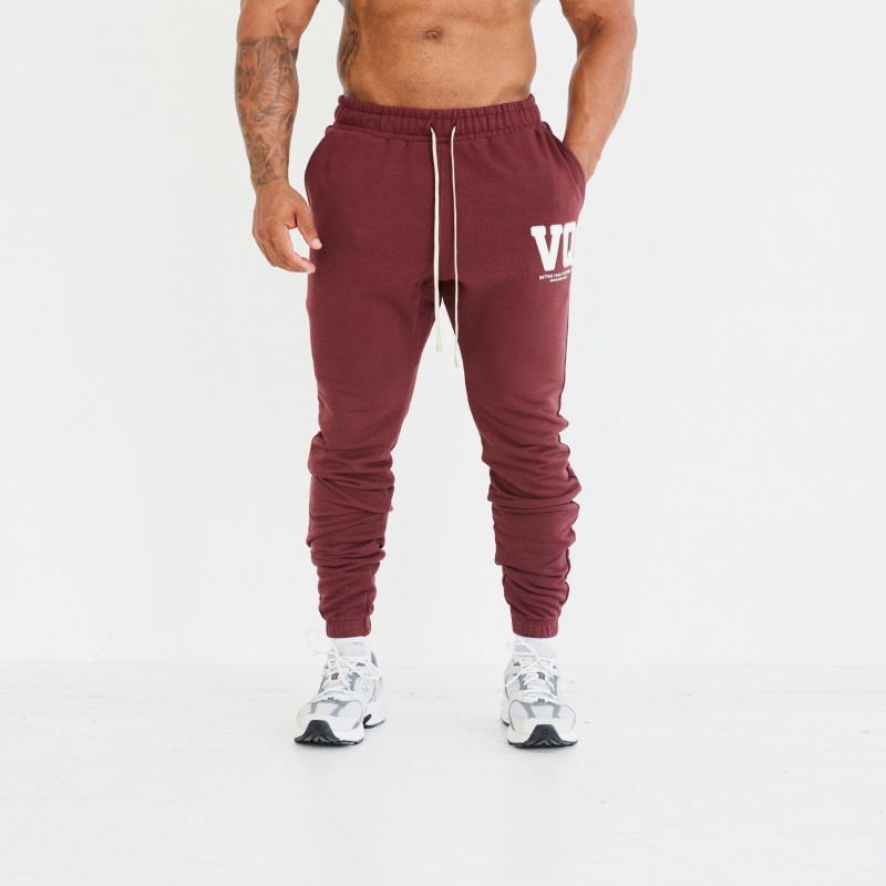 Vanquish Fitness Dark Burgundy Varsity Tapered Sweatpants Dark Burgundy | EXLZ69573