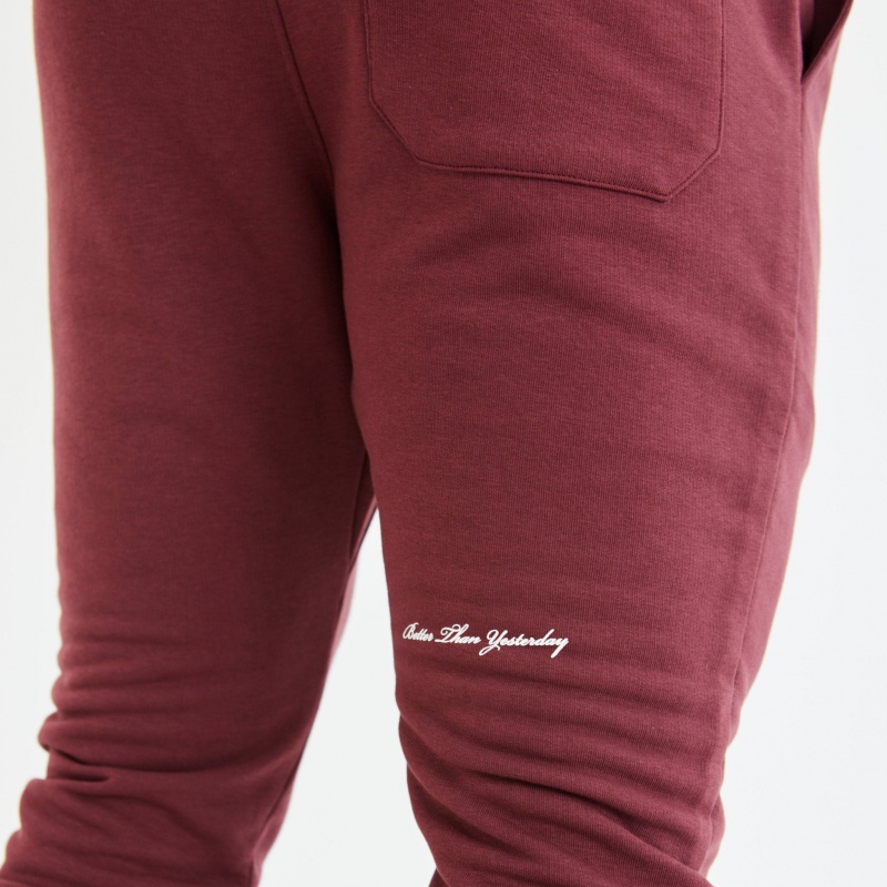 Vanquish Fitness Dark Burgundy Varsity Tapered Sweatpants Dark Burgundy | EXLZ69573