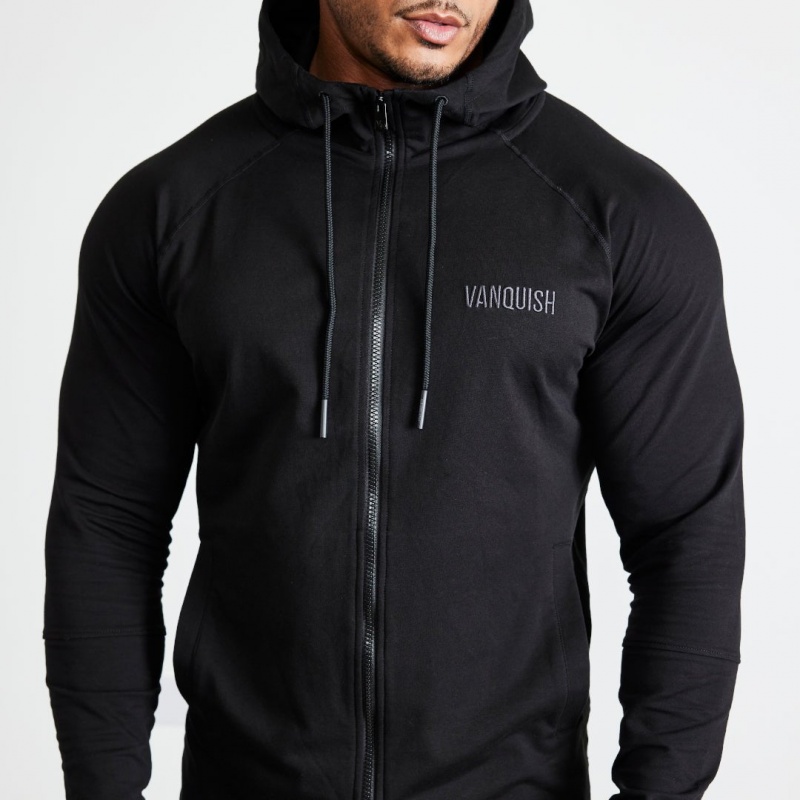 Vanquish Fitness Eclipse V2 Black Full Zip Front Hoodie Black | EUSF02456