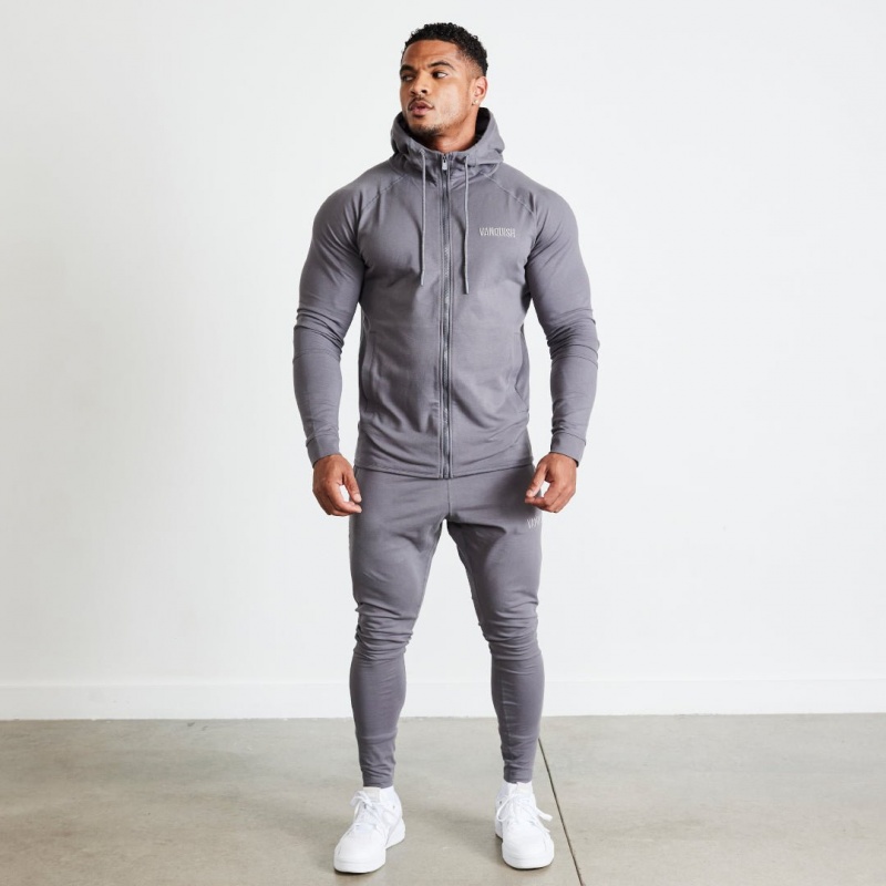 Vanquish Fitness Eclipse V2 Grey Full Zip Front Hoodie Grey | BCLK90821