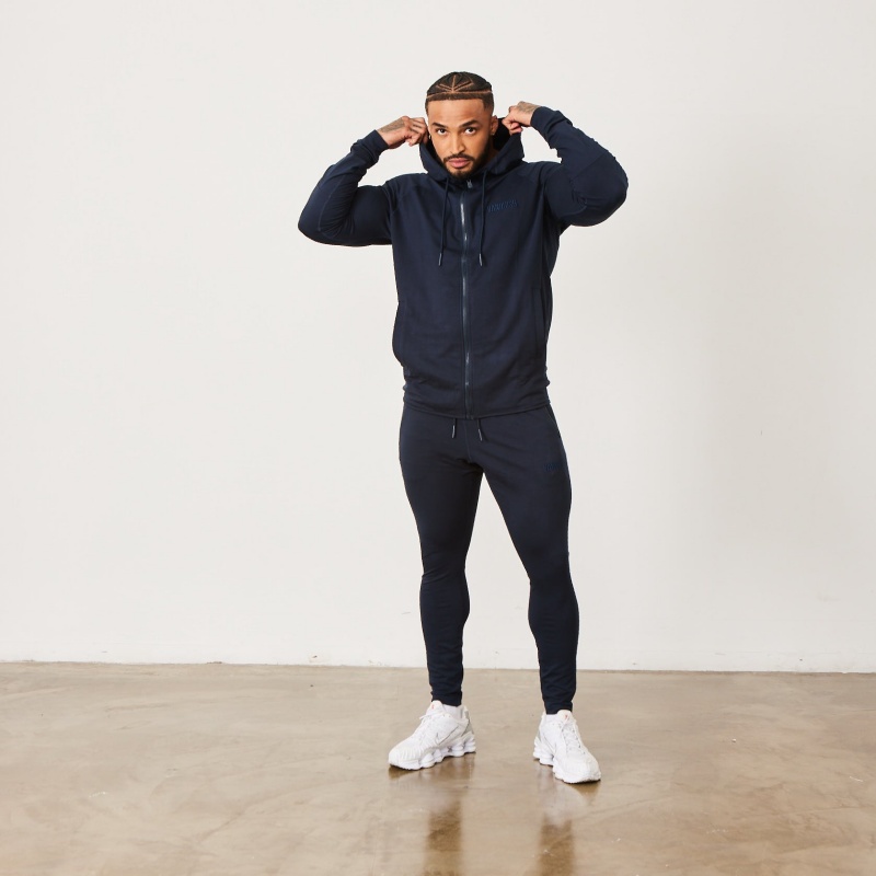 Vanquish Fitness Eclipse V2 Navy Blue Full Zip Front Hoodie Navy Blue | NDPV52061