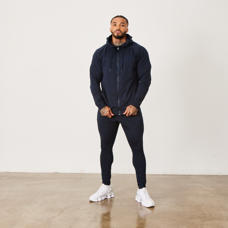 Vanquish Fitness Eclipse V2 Navy Blue Full Zip Front Hoodie Navy Blue | NDPV52061