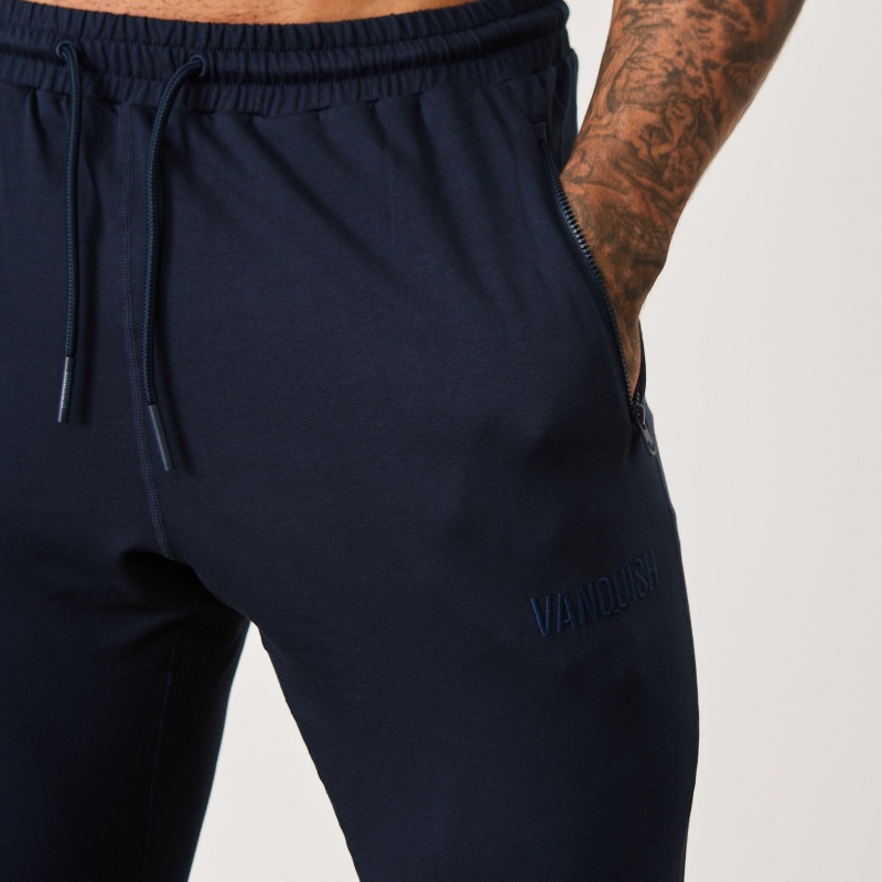 Vanquish Fitness Eclipse V2 Navy Blue Tapered Sweatpants Navy Blue | WRYG29578