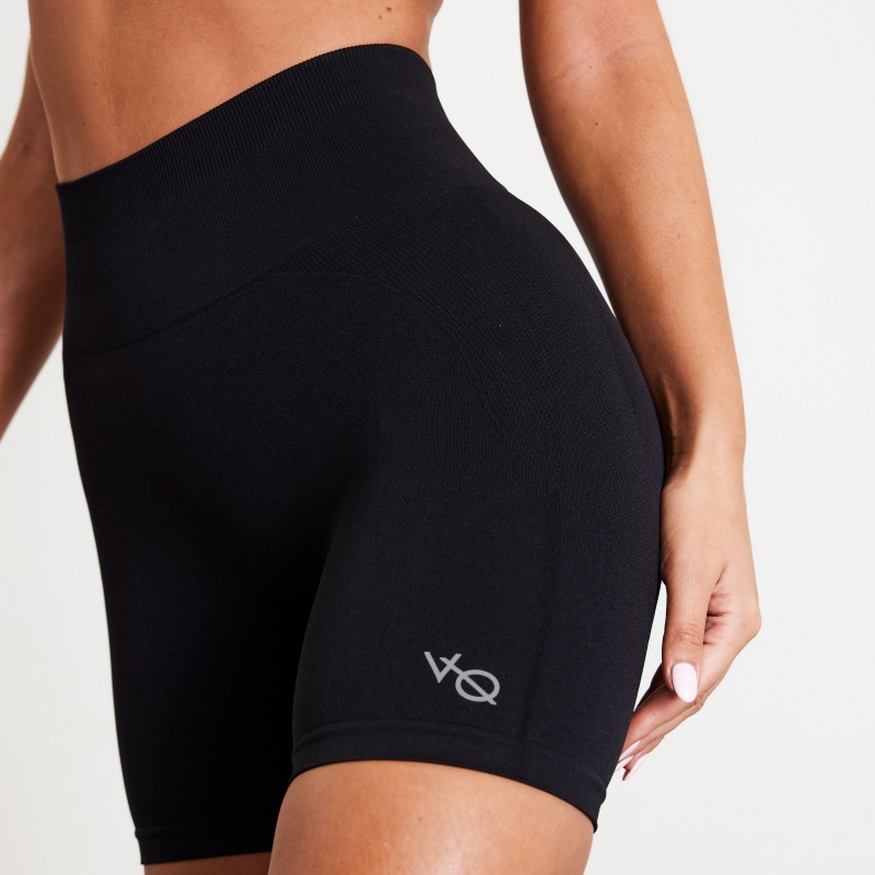 Vanquish Fitness Elevate Seamless Black Shorts Black | DGAI59764