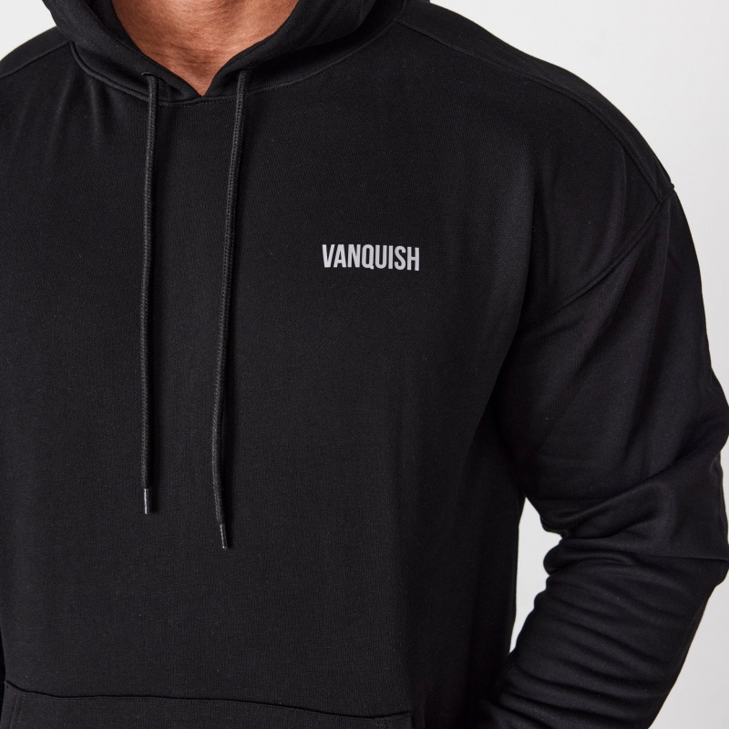 Vanquish Fitness Essential Black Oversized Pullover Hoodie Black | NFTM96521