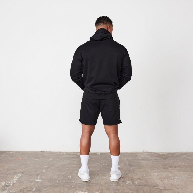 Vanquish Fitness Essential Black Oversized Pullover Hoodie Black | NFTM96521