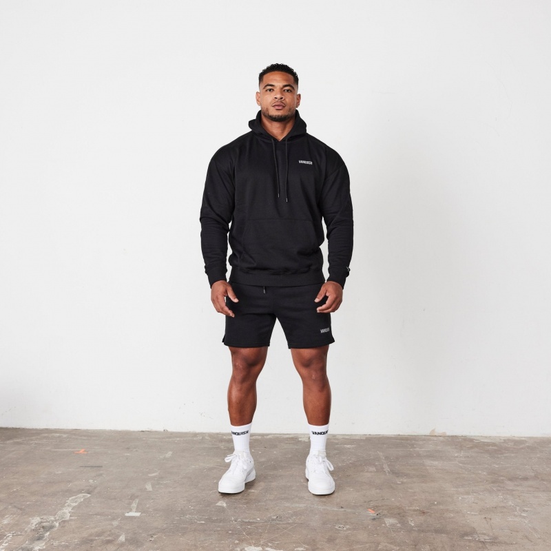 Vanquish Fitness Essential Black Oversized Pullover Hoodie Black | NFTM96521