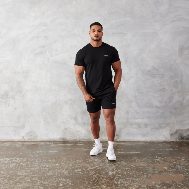 Vanquish Fitness Essential Black Slim Fit Short Sleeve T Shirt Black | PYJA62710