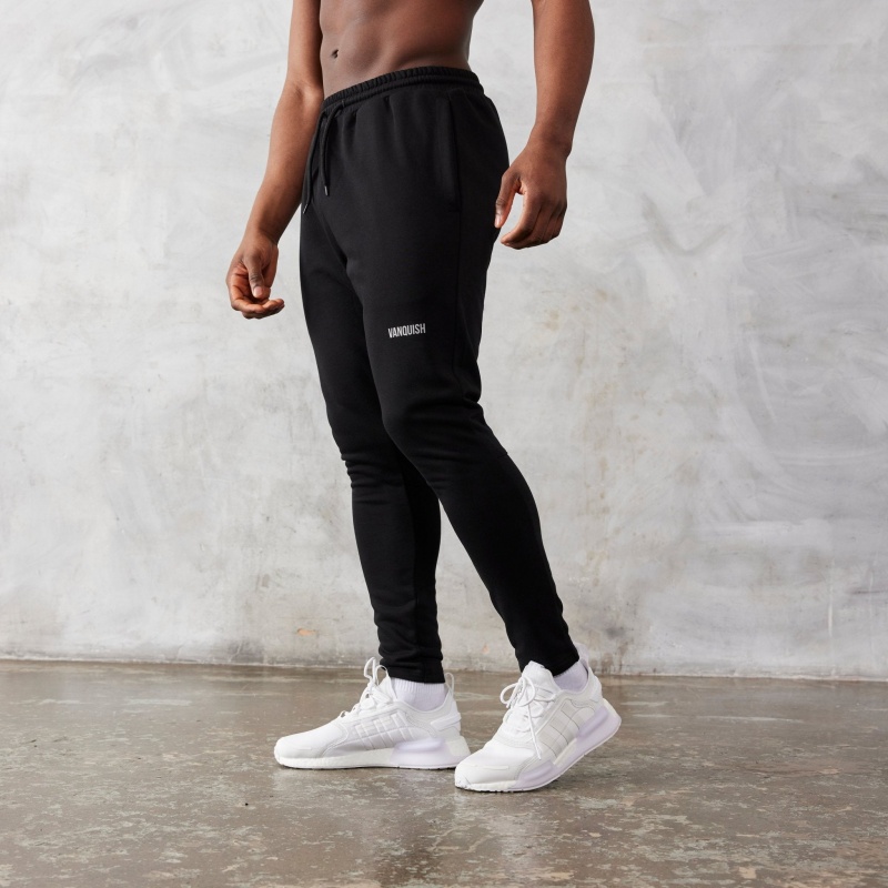 Vanquish Fitness Essential Black Tapered Fit Sweatpants Black | ZBAL50386