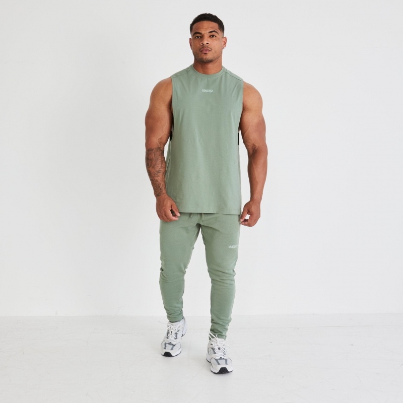 Vanquish Fitness Essential Green Oversized Sleeveless T Shirt Green | ULWH97106