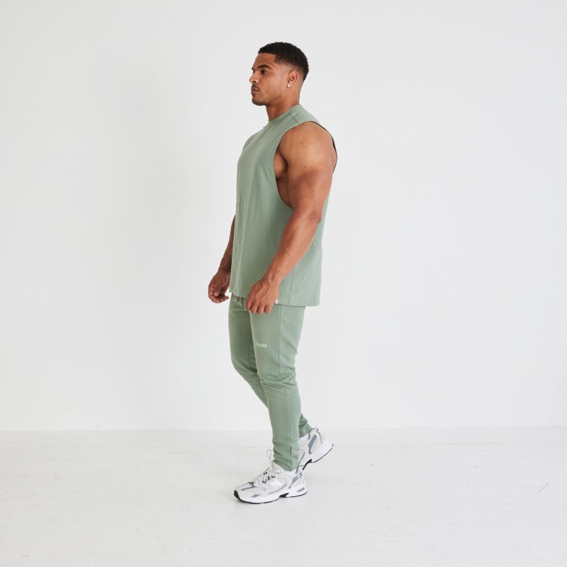 Vanquish Fitness Essential Green Oversized Sleeveless T Shirt Green | ULWH97106