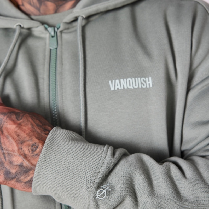 Vanquish Fitness Essential Green Oversized Full Zip Hoodie Green | IFLK16085