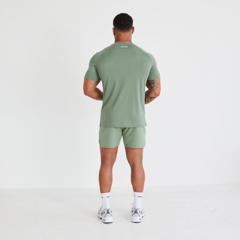 Vanquish Fitness Essential Green Performance Short Sleeve T Shirt Green | JALQ73621