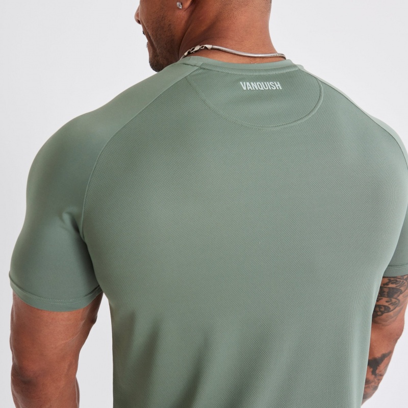 Vanquish Fitness Essential Green Performance Short Sleeve T Shirt Green | JALQ73621