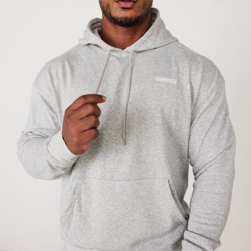 Vanquish Fitness Essential Grey Oversized Pullover Hoodie Light Grey | HUON04197