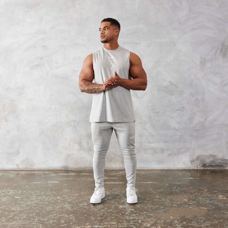 Vanquish Fitness Essential Grey Oversized Sleeveless T Shirt Light Grey | QFAS60247