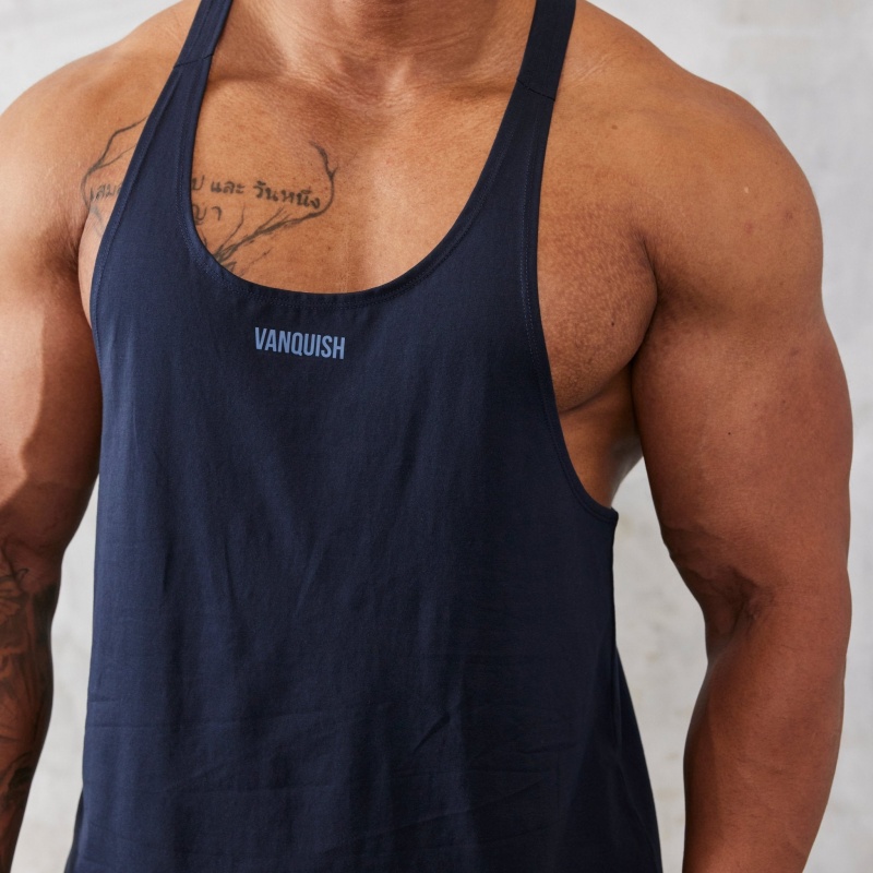 Vanquish Fitness Essential Navy Blue Regular Fit Stringer Vest Navy Blue | FZPY62310