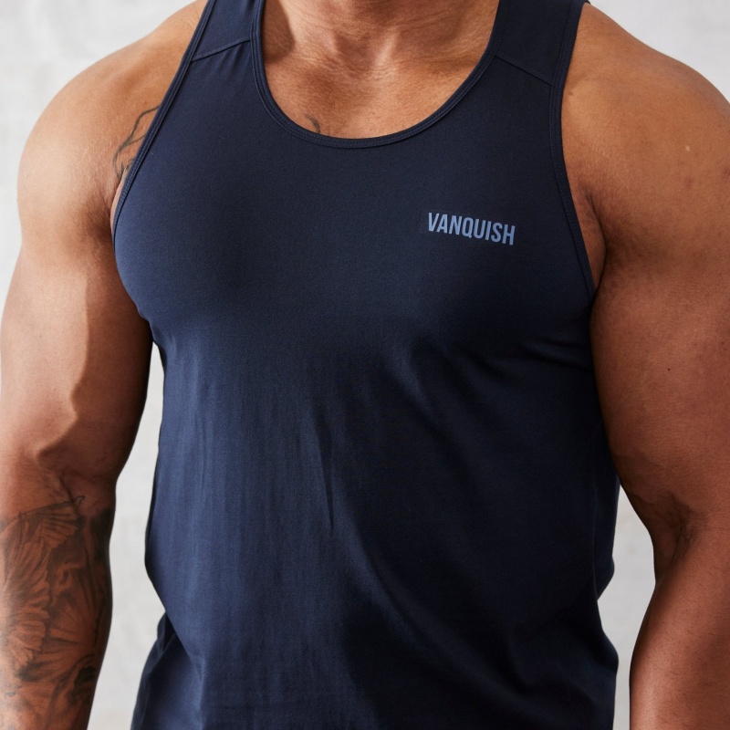 Vanquish Fitness Essential Navy Blue Regular Fit Tank Top Navy Blue | SKWV48079