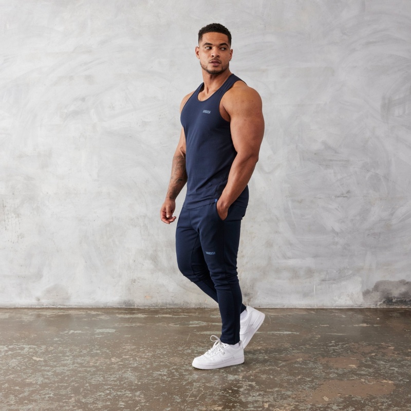 Vanquish Fitness Essential Navy Blue Regular Fit Tank Top Navy Blue | SKWV48079