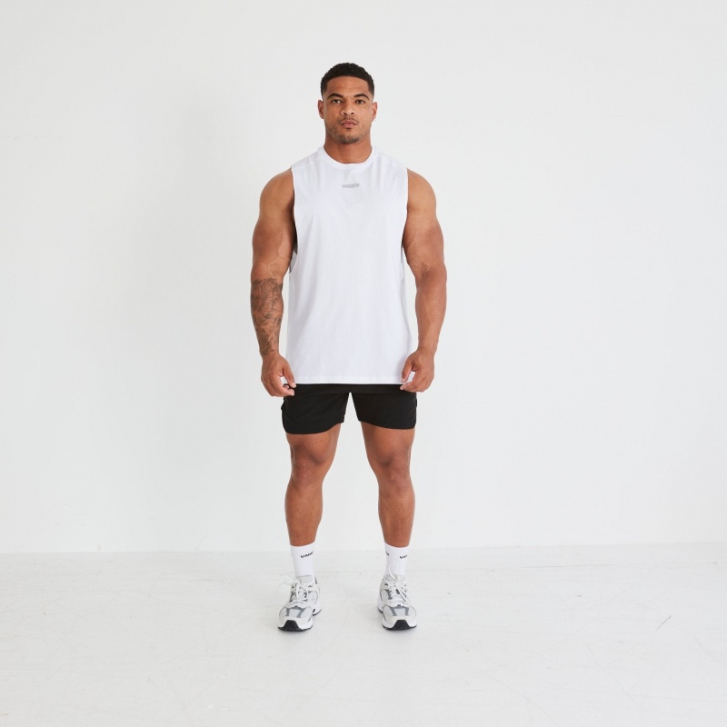 Vanquish Fitness Essential White Oversized Sleeveless T Shirt White | ABJP32971