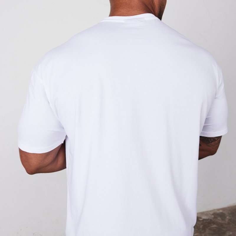 Vanquish Fitness Essential White Oversized T Shirt White | SXEJ81792