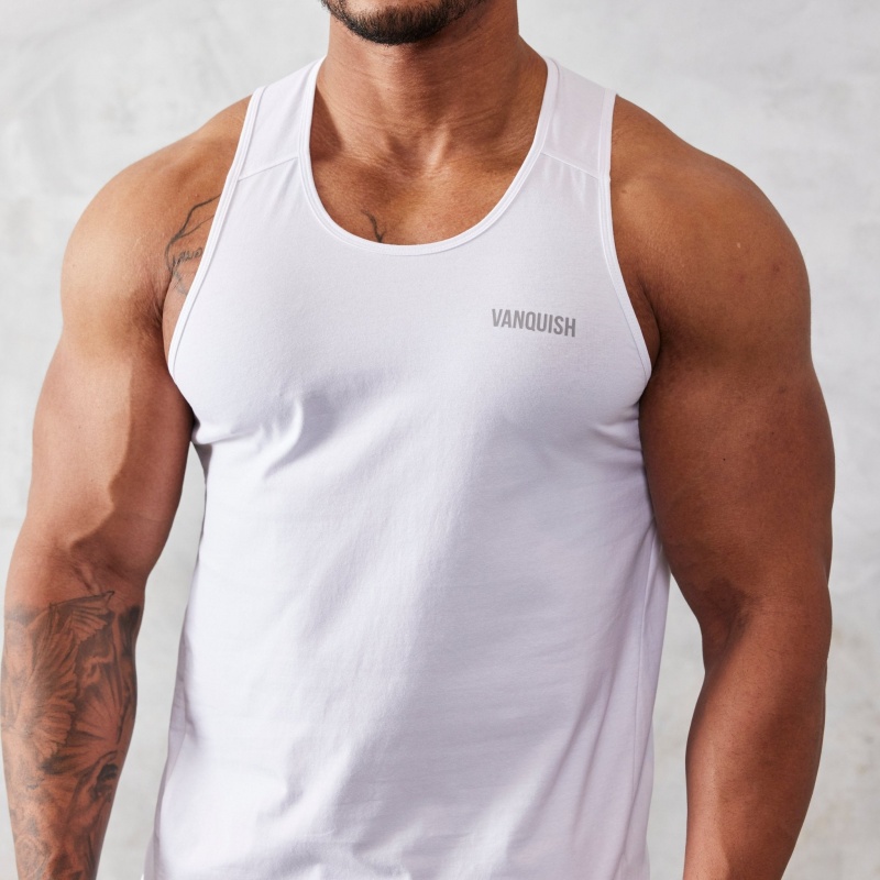 Vanquish Fitness Essential White Regular Fit Tank Top White | GMSQ49526