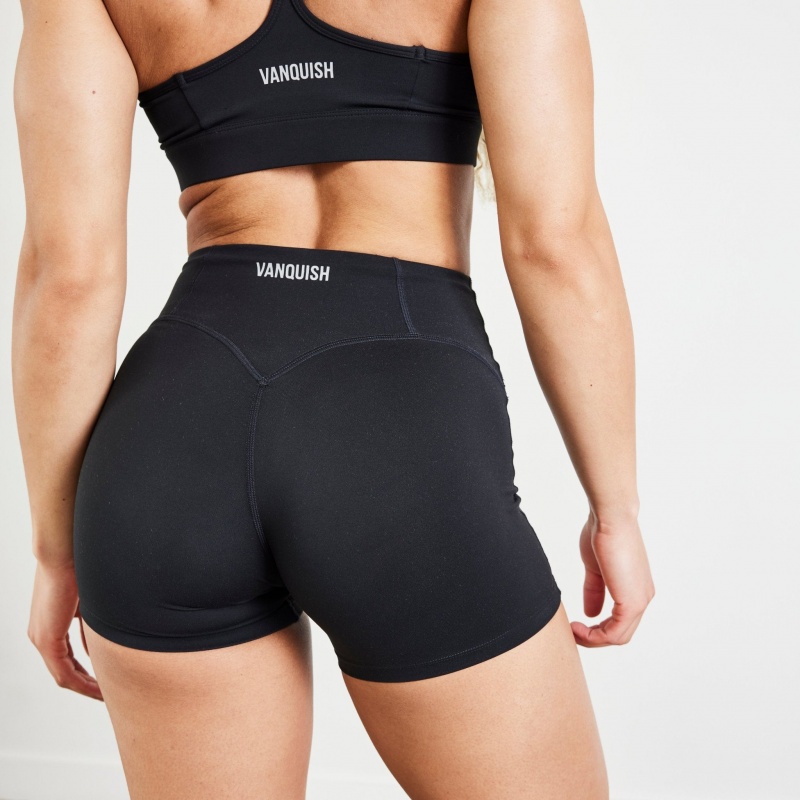 Vanquish Fitness Evolve Black High Waisted Shorts Black | RYPV97653