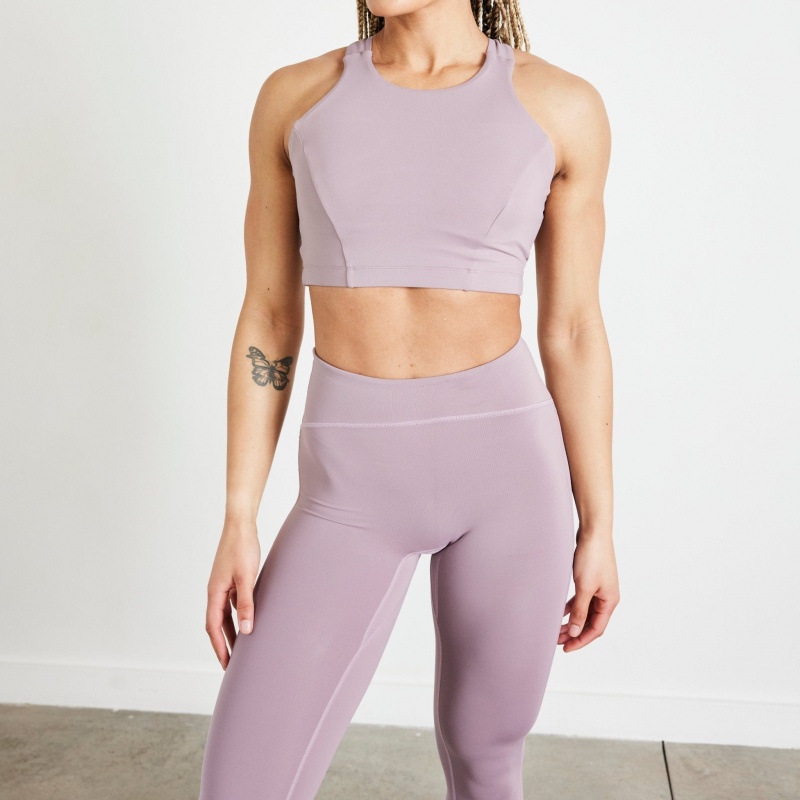 Vanquish Fitness Evolve Truffle Lilac Keyhole Crop Tank Top Lilac | PGMU45709