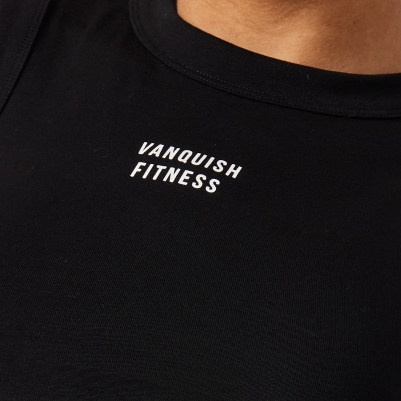 Vanquish Fitness Jet Black Rejuvenate Cropped Tank Top Jet Black | BSDY93548