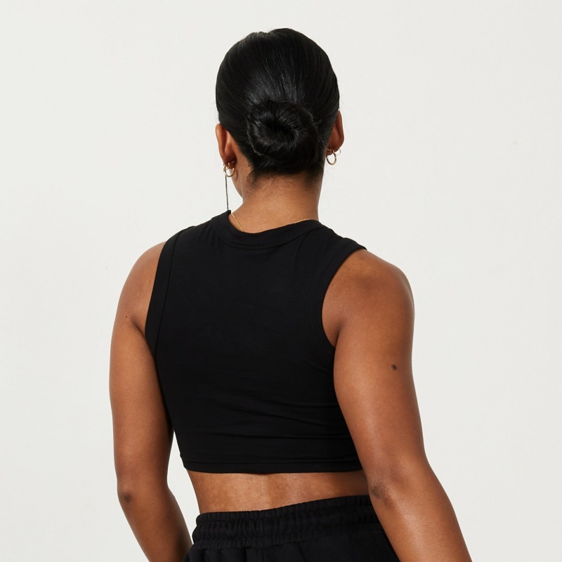 Vanquish Fitness Jet Black Rejuvenate Cropped Tank Top Jet Black | BSDY93548