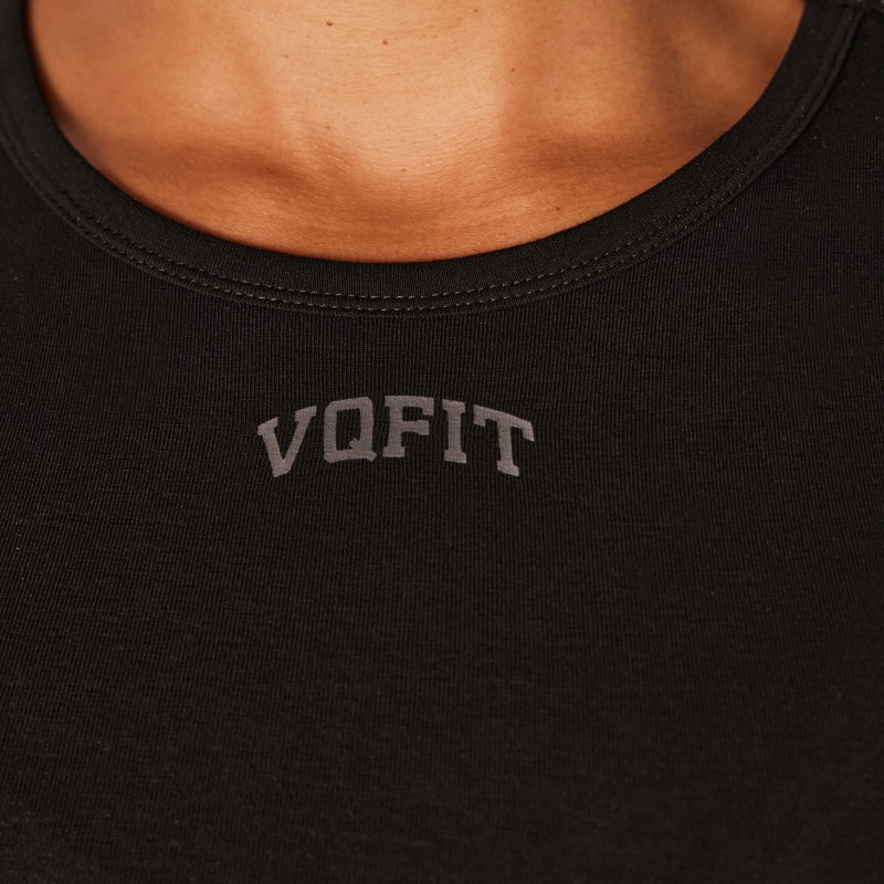 Vanquish Fitness Jet Black VQFIT Cap Sleeve T Shirt Jet Black | DAEM82476