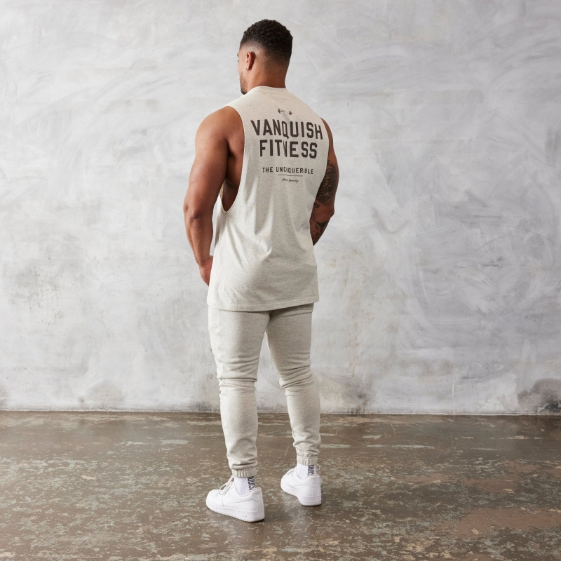 Vanquish Fitness Oat Marl Unconquerable Oversized Sleeveless T Shirt Oat Marl | TENO16294