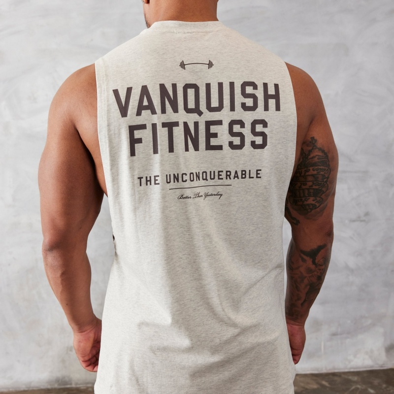 Vanquish Fitness Oat Marl Unconquerable Oversized Sleeveless T Shirt Oat Marl | TENO16294