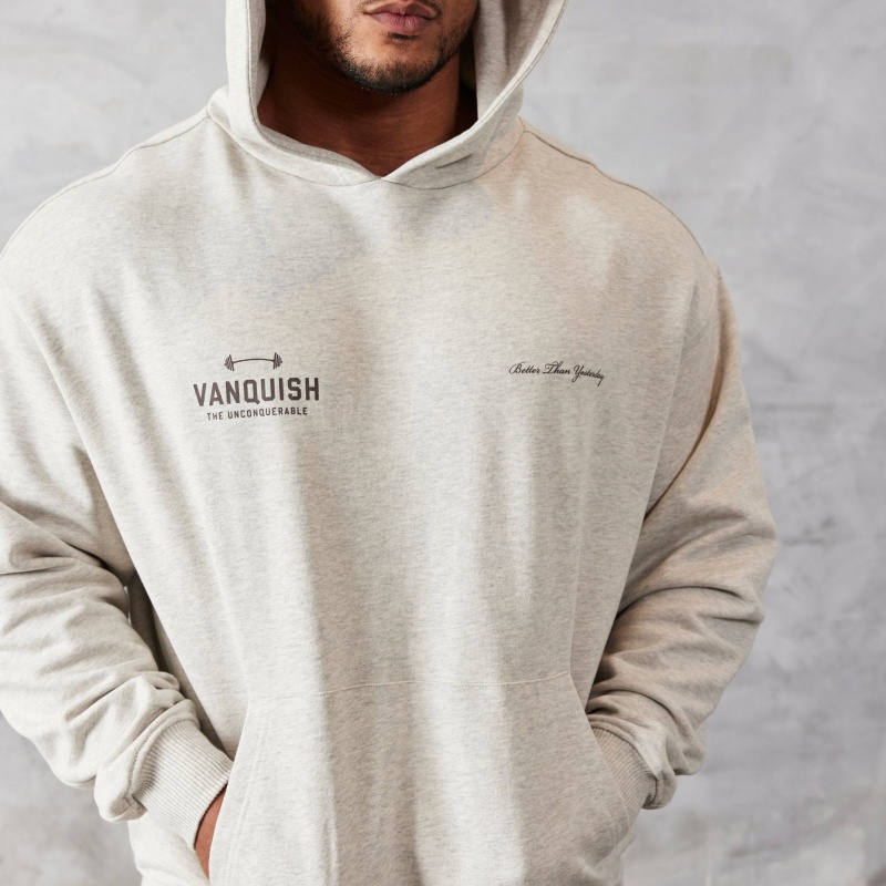 Vanquish Fitness Oat Marl Unconquerable Oversized Pullover Hoodie Oat Marl | RBSC50743