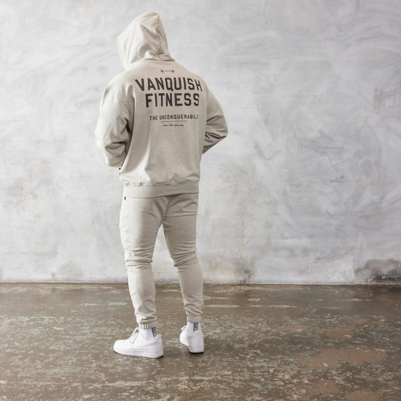 Vanquish Fitness Oat Marl Unconquerable Oversized Pullover Hoodie Oat Marl | RBSC50743