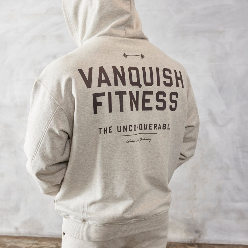 Vanquish Fitness Oat Marl Unconquerable Oversized Pullover Hoodie Oat Marl | RBSC50743