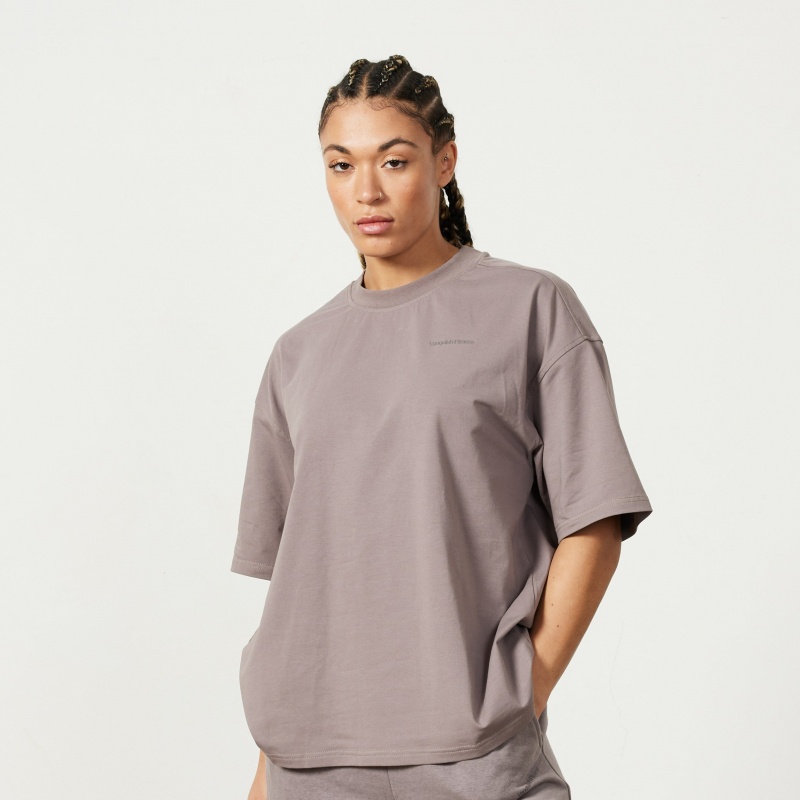 Vanquish Fitness Restore Cinder Brown Oversized T Shirt Cinder Brown | FGRO21683