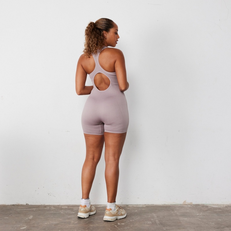 Vanquish Fitness Ribbed Seamless Blush Back Keyhole All In One Blush | MKQO30495