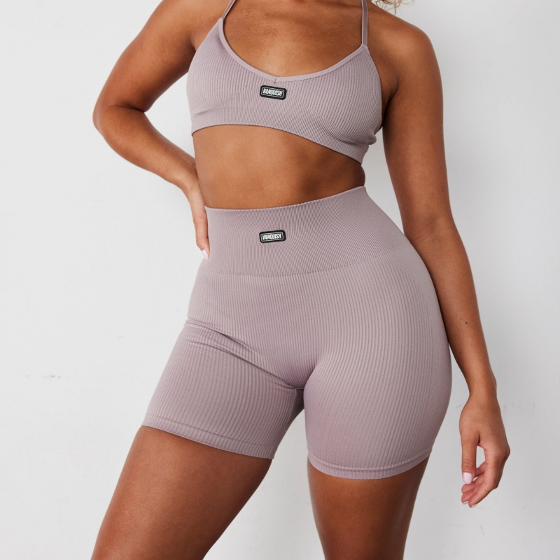 Vanquish Fitness Ribbed Seamless Blush Shorts Blush | JSIW50316