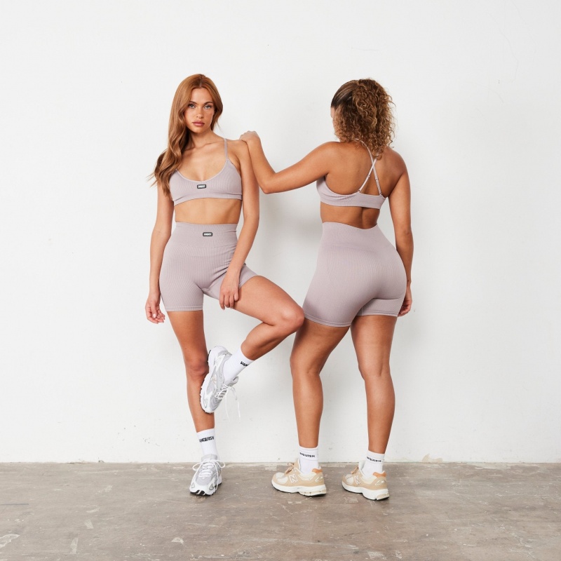 Vanquish Fitness Ribbed Seamless Blush Shorts Blush | JSIW50316