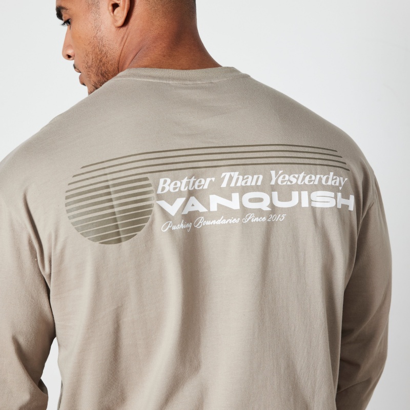 Vanquish Fitness Stone Athletics Division Oversized Long Sleeve T Shirt Stone | YJWP83275