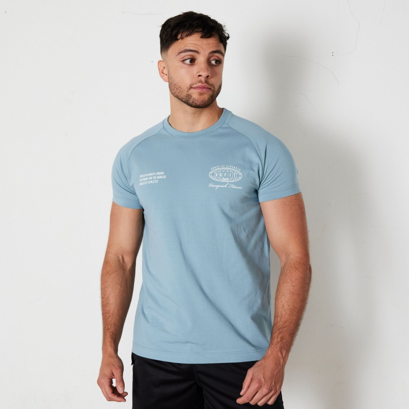 Vanquish Fitness TSP Atlas Blue Worldwide Fitted T Shirt Atlas Blue | QFKJ47381