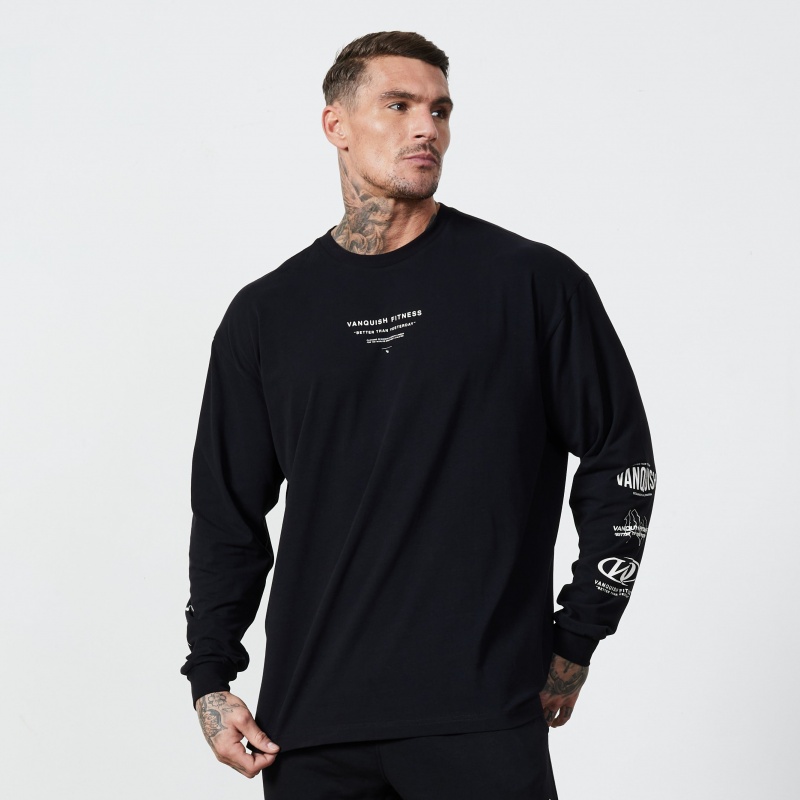 Vanquish Fitness TSP Black 2023 Collective Long Sleeve Oversized T Shirt Black | IWRE35420