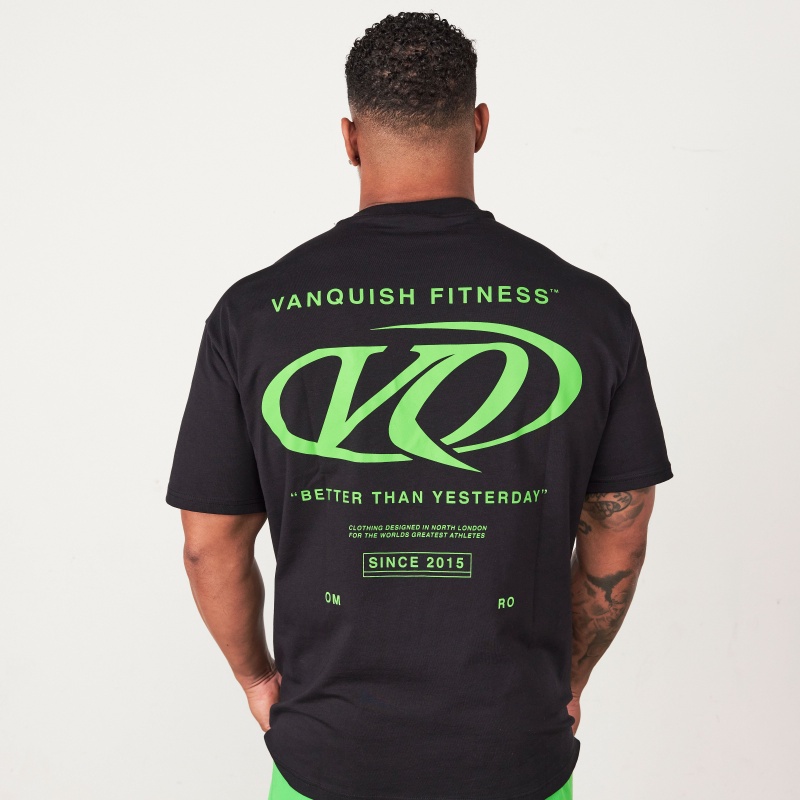 Vanquish Fitness TSP Black Racing Oversized T Shirt Black | GFSY30428