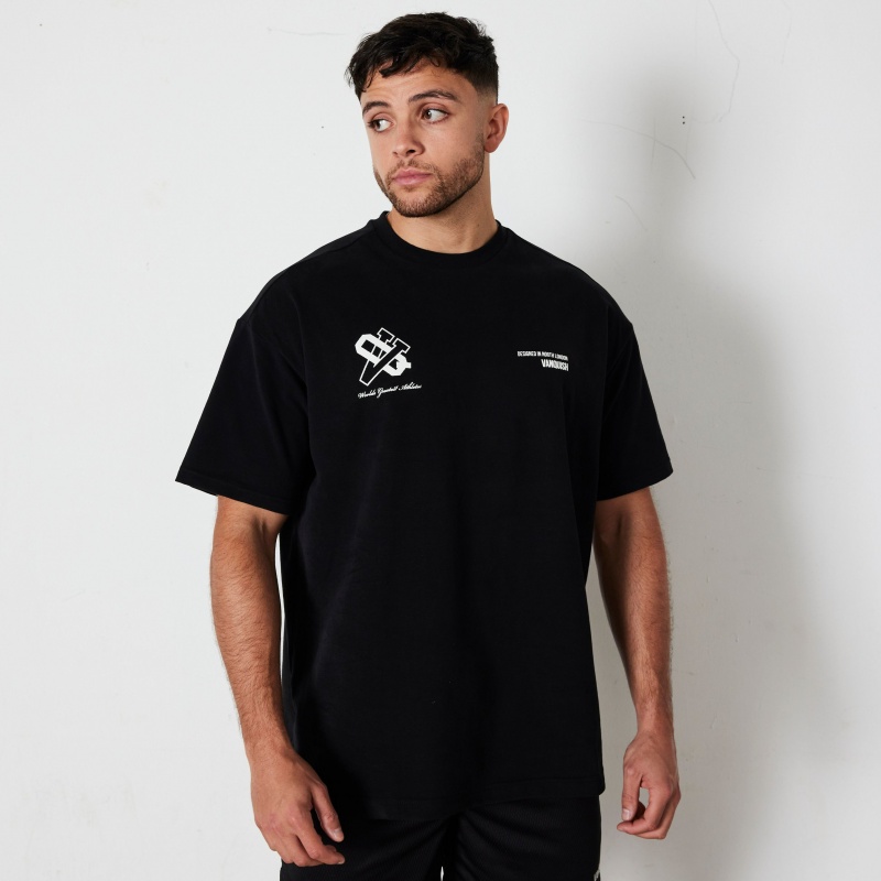 Vanquish Fitness TSP Black VQ Oversized T Shirt Black | LKJT41798