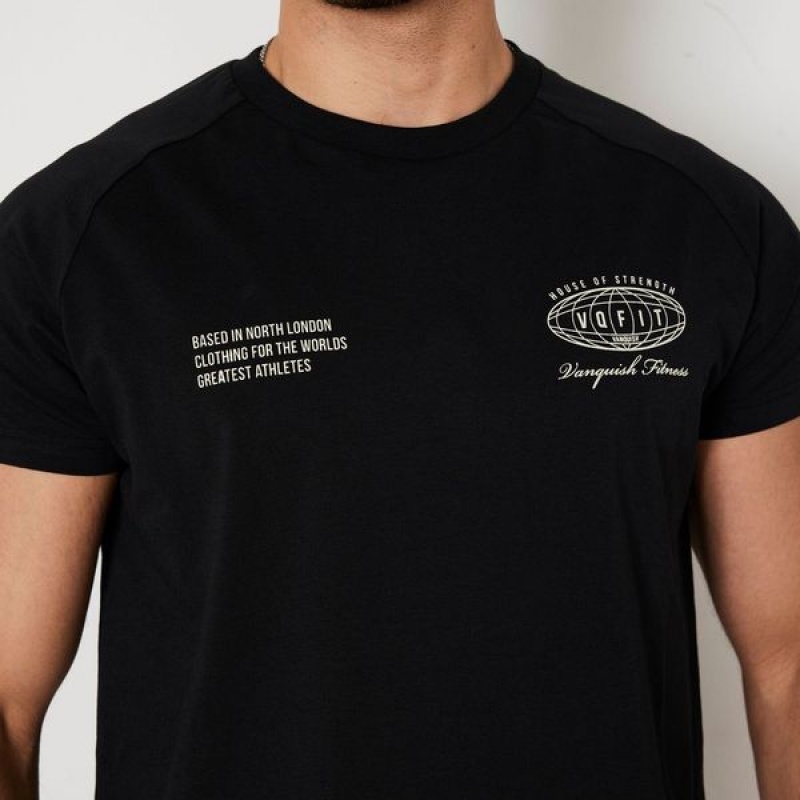 Vanquish Fitness TSP Black Worldwide Fitted T Shirt Black | RJOV46531