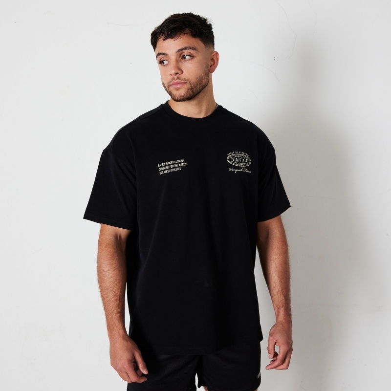 Vanquish Fitness TSP Black Worldwide Oversized T Shirt Black | GULA90483