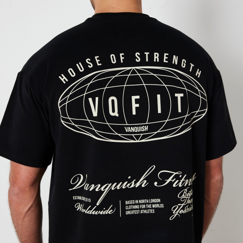 Vanquish Fitness TSP Black Worldwide Oversized T Shirt Black | GULA90483